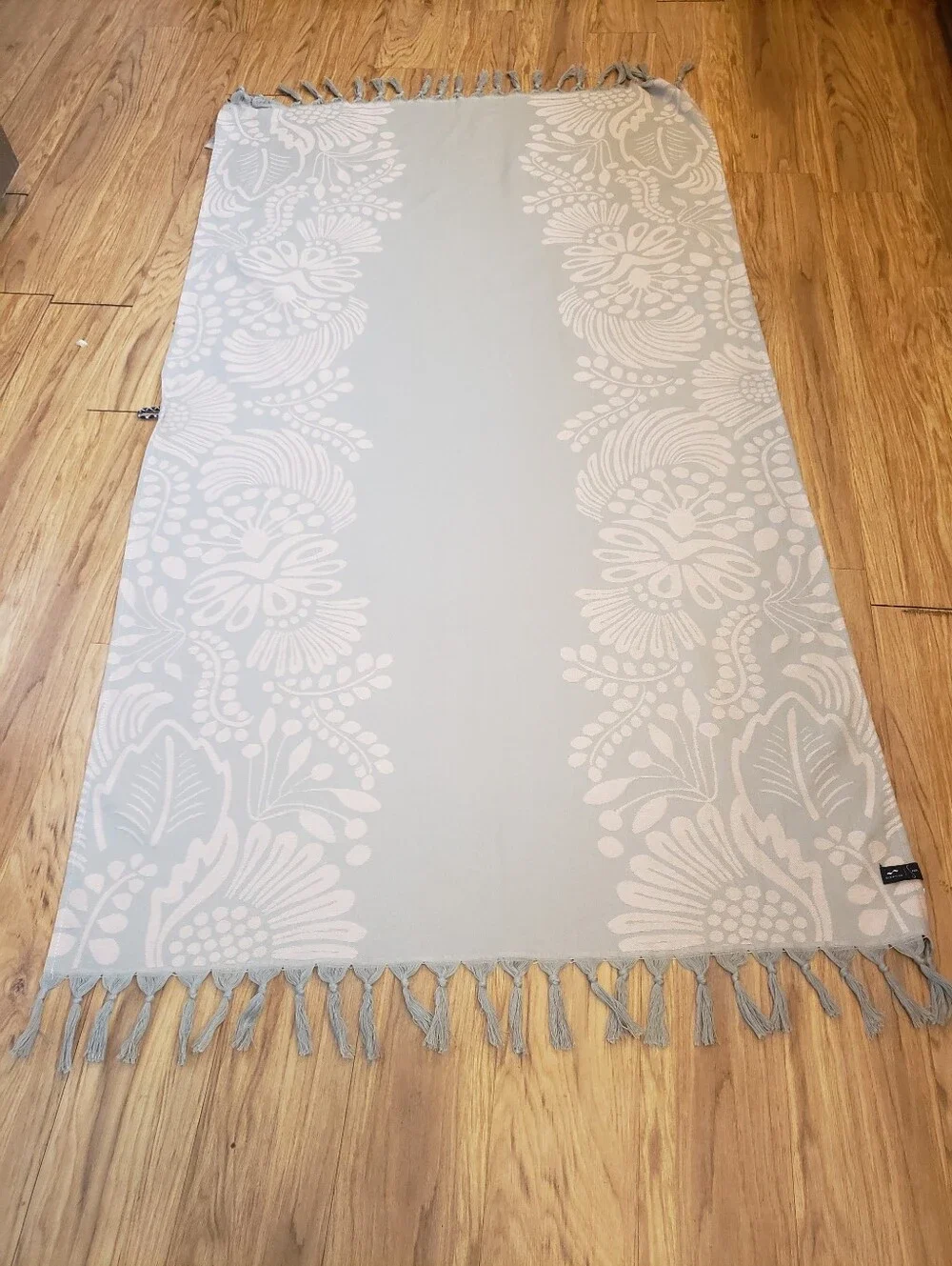 SLOWTIDE Tan & Sage Print w/ Fringe -Table Cloth Yoga Mat Turkish Beach Towel